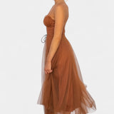 Eileen Vestido Midi De Tul Elegante Con Corsé Exclusivo