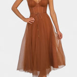 Eileen Vestido Midi De Tul Elegante Con Corsé Exclusivo