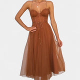 Eileen Vestido Midi De Tul Elegante Con Corsé Exclusivo