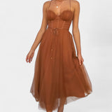 Eileen Vestido Midi De Tul Elegante Con Corsé Exclusivo