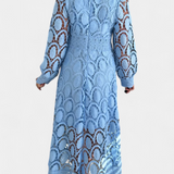 Jovie Vestido Midi Encaje Bordado Cuello Alto Privée
