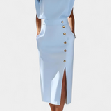 Ceecee Vestido Midi Manga Larga Botones Exclusivos