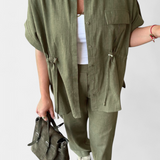 Lani Conjunto Camisa Pantalones Algodón y Lino Exclusivo