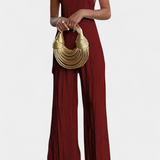 Pilarica Conjunto Plisado Brillo Halter Pantalón Exclusivo