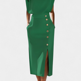 Ceecee Vestido Midi Manga Larga Botones Exclusivos