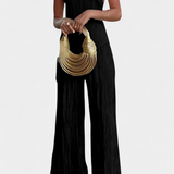 Pilarica Conjunto Plisado Brillo Halter Pantalón Exclusivo
