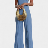 Pilarica Conjunto Plisado Brillo Halter Pantalón Exclusivo