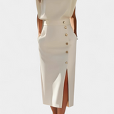 Ceecee Vestido Midi Manga Larga Botones Exclusivos