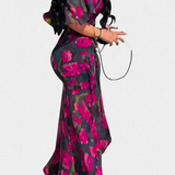 Sima Vestido Cruzado Estampado Botánico Seda Exclusivo