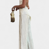 Pilarica Conjunto Plisado Brillo Halter Pantalón Exclusivo