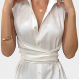 Meryl Vestido Camisero de Botones Lazo Ajustable Premium