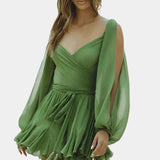Skylar Vestido Mini Con Escote V Mangas Vaporosas Colección