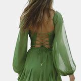 Skylar Vestido Mini Con Escote V Mangas Vaporosas Colección