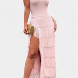 Kalani Vestido Maxi Con Flecos Colección Kalani Exclusiva