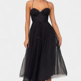 Eileen Vestido Midi De Tul Elegante Con Corsé Exclusivo
