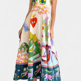 Arlene Vestido Midi en Lino Mezcla Impreso Limitada