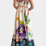 Arlene Vestido Midi en Lino Mezcla Impreso Limitada