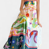 Arlene Vestido Midi en Lino Mezcla Impreso Limitada