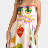 Arlene Vestido Midi en Lino Mezcla Impreso Limitada