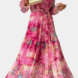Dajana Vestido Maxi Envolvente Colección Floral Exclusiva