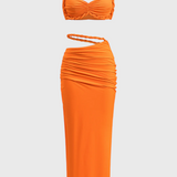 Estela Conjunto De Falda Chiffon Plisado Exclusiva