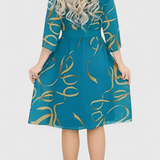 Ame Vestido Midi Estampado Cinturón Tejido Ligero Exclusivo