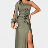 Charlotte Vestido Asimétrico Drapado Seda Exclusivo