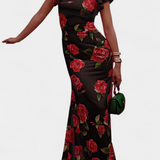 Mayra Vestido Qipao Estampado Rosas Colección Exclusiva