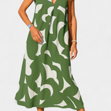 Asela Vestido Estampado Mixi Con Escote En V Exclusivo