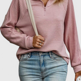 Helene Jersey Luxe Exclusivo Cuello En V Cremallera