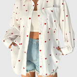 Rhiannon Blusa Exclusiva de Algodón Bordada con Corazones