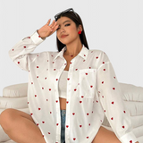 Rhiannon Blusa Exclusiva de Algodón Bordada con Corazones