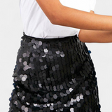 Falda Mini De Lentejuelas Brillo Exclusiva Negro Dorado