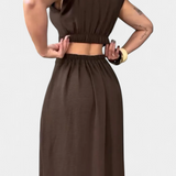Griselda Vestido Midi Minimalista Cintura Abierta Exclusiva