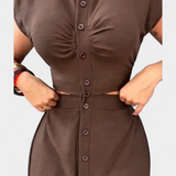 Griselda Vestido Midi Minimalista Cintura Abierta Exclusiva