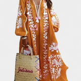 Alessia Vestido Floral Bordado Manga Larga Coleccion Bohemio