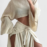 Elsie Conjunto Fluido Kimono Y Pantalón Cruzado Limitada