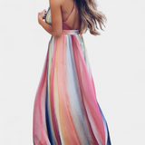 Gretchen Vestido Maxi Rayas Multicolor Escote V Exclusivo