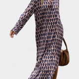 Brisa Vestido Largo Geométrico Exclusivo Con Escote En V