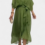 Luisa Vestido Largo Escote V Corte Flowy Colección Privada