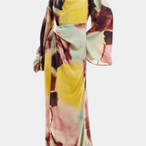 Dana Vestido Maxi Estampado Acuarela Frontal Torcido Edición