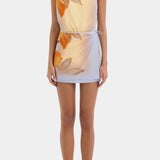 Serene Vestido Mini Floral Secuoya Crepé Ombré Exclusiva