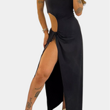 Teuta Vestido Sin Tirantes Lazo Abertura Exclusiva