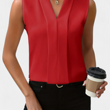 Nele Blusa Sin Mangas Escote V Silueta Fluida Colección Lujo