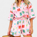 Mariluz Conjunto De Camisa Y Shorts Rosa Colección Limitada