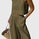 Avelina Conjunto Minimalista Algodón Y Lino Exclusivo