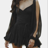 Skylar Vestido Mini Con Escote V Mangas Vaporosas Colección
