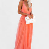 Gergana Vestido Maxi de Tul Sin Mangas Exclusivo Elegante