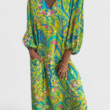 Carmina Vestido Maxi Bohemio Estampado Abstracto Exclusivo