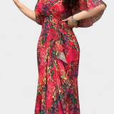 Sima Vestido Cruzado Estampado Botánico Seda Exclusivo